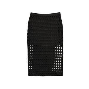 Alexander Wang Skirt Womens M Medium Black Mesh Hole Mini Lined Stretch Pencil